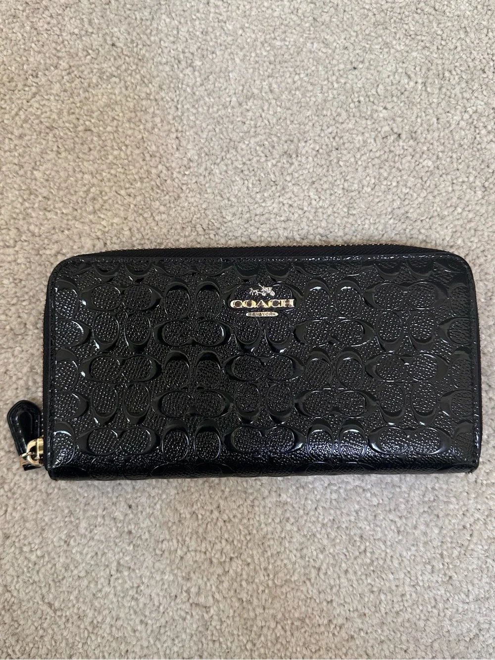 Black Embossed Logo Coach Wallet